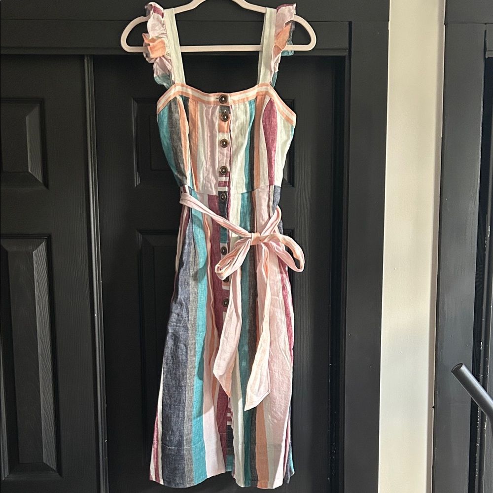 JCrew Striped Multicolor Button-Down Dress